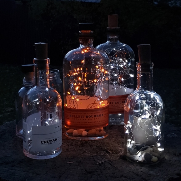 Orange String Light Bullet Burbon Bottle Luminaire - Picture 3 of 6